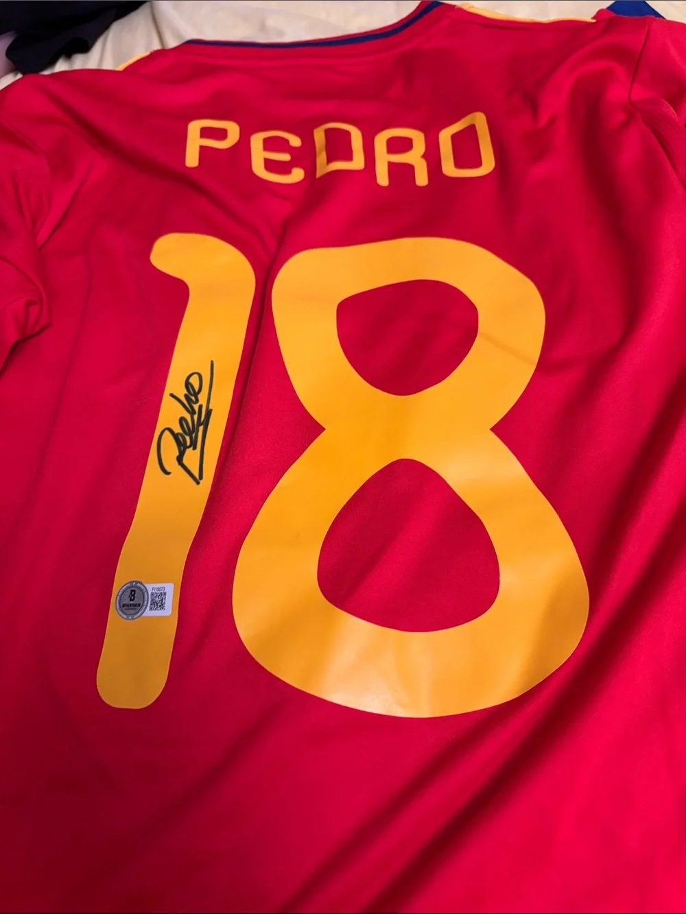 Signed Pedro adidas Red mens Spain Soccer Jersey purchased at Fanatics fest